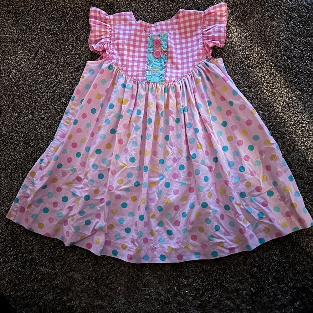 Eleanor Rose Pink Gingham and Polka Dot Dress